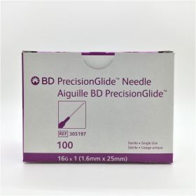 PrecisionGlide Hypodermic Needle, Without Safety, Thin Wall, Regular Bevel, Sterile, Single Use, 16 Gauge 1 Inch Length
