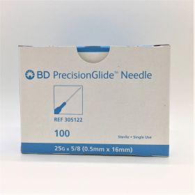 PrecisionGlide Hypodermic Needles, Without Safety, Sterile, Disposable, 25 Gauge 5/8 Inch Length