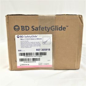 SafeyGlide Hypodermic Needle, Sliding Safety, Sterile, Single Use, 18 Gauge 1 1/2 Inch Length