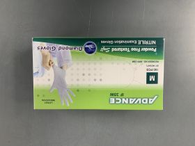 Gloves, Medium, Nitrile, Exam, Diamond Advance, White, Box