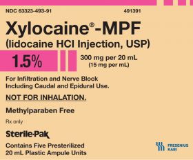 XYLOCAINE-MPF INJ, USP STERILE-PAK AMPULE 1.5% 20ML