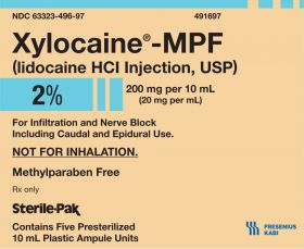 XYLOCAINE-MPF INJ, USP STERILE-PAK AMPULE 2% 10ML