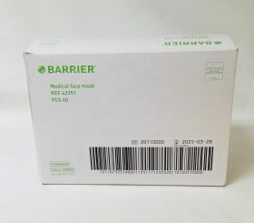 Mask Surgical Barrier Standard Pleated Tie Closure One Size Fits Most Green NonSterile 60/box Molnlycke MFG# 42313