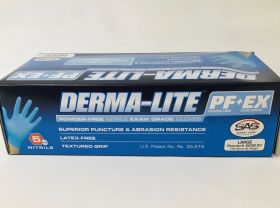 Gloves, Large, Nitrile, Powder-Free, Exam Grade, Disposable, Derma-Lite, Blue, Box